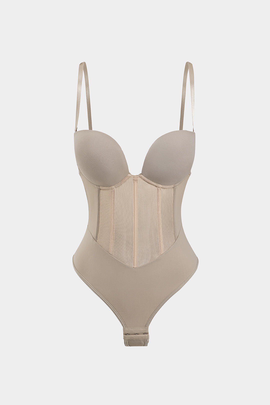 Ağ Detaylı Patchwork Korseli Bustiyer Askılı Bodysuit