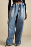 Eulalie Mavi Pilili Alçak Denim Pantolon