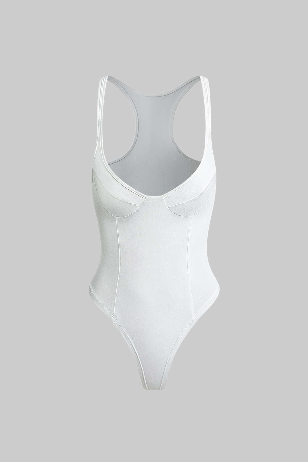 Düz Renk Derin V Yaka Bustiyer Bodysuit