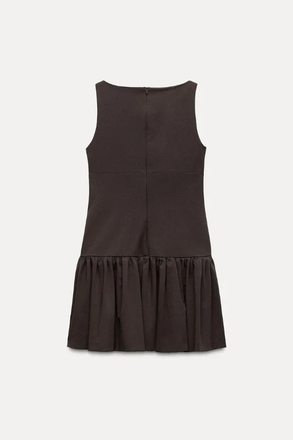Florence Fiyonklu Fırfırlı Mini Elbise