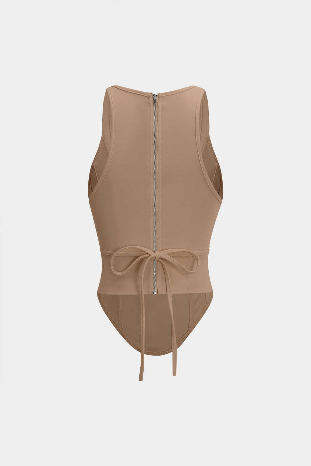 Fermuarlı Bağlamalı Korseli Bel Tank Top