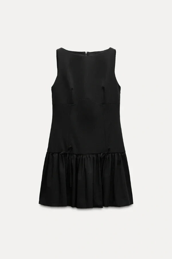 Florence Fiyonklu Fırfırlı Mini Elbise