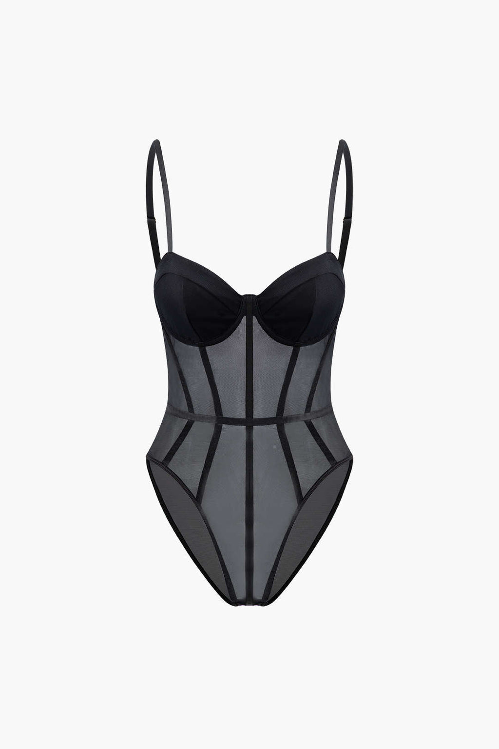Şeffaf Büstiyer Korseli Bodysuit