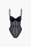 Şeffaf Büstiyer Korseli Bodysuit
