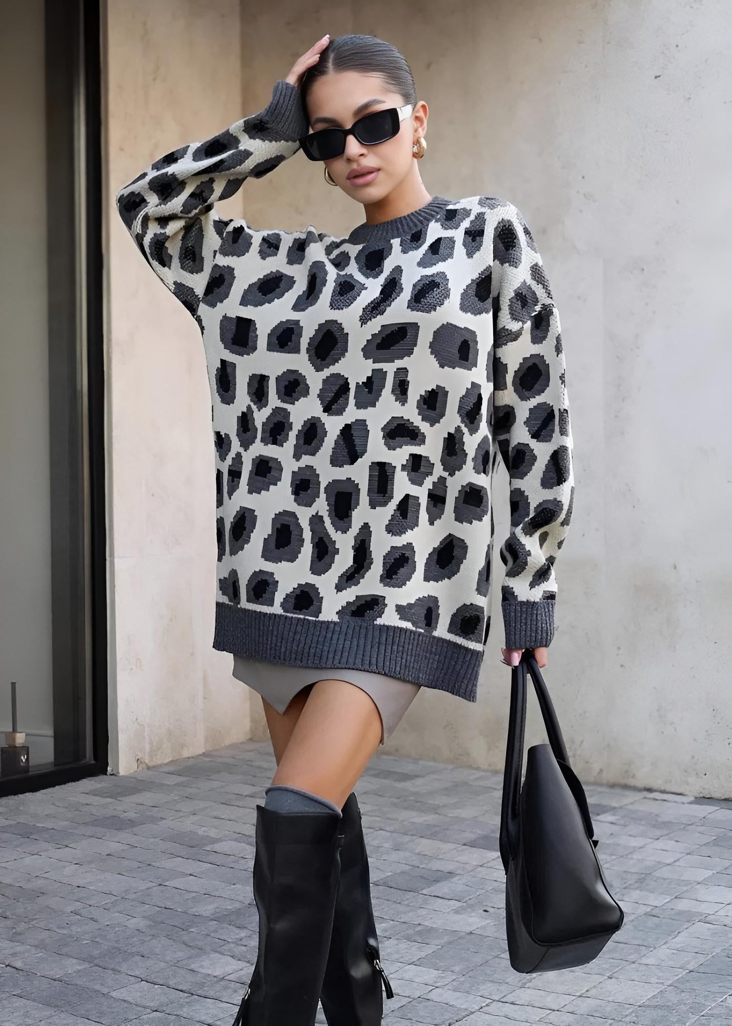 Harmony Leopar Desenli Oversize Kazak