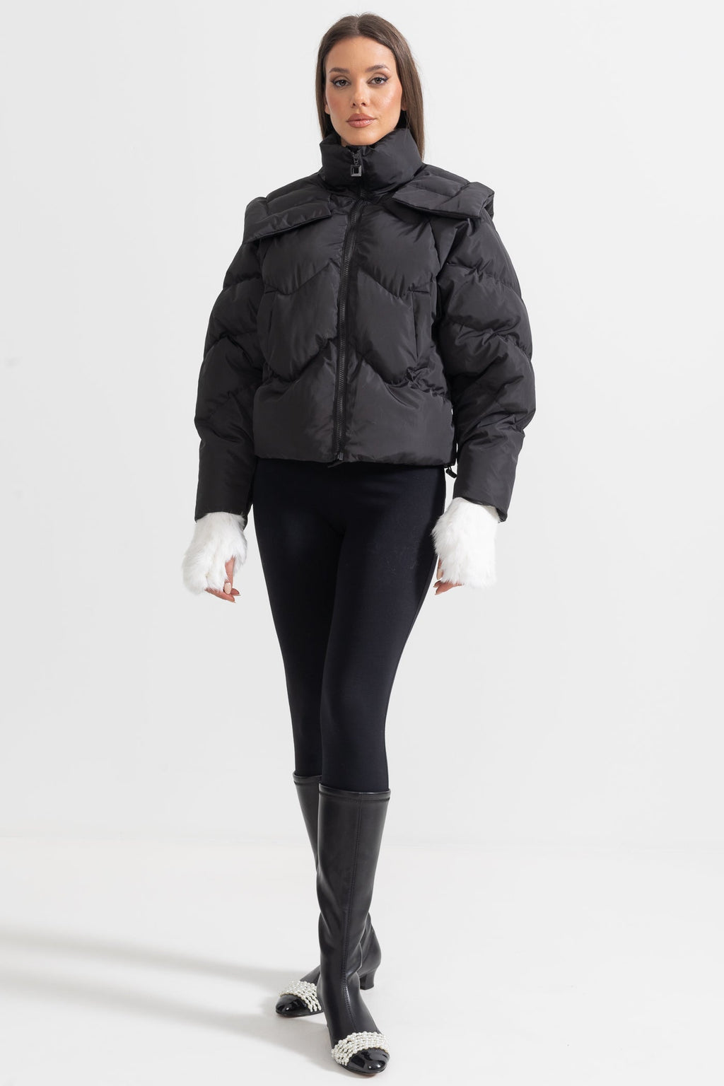 puffer siyah mont
