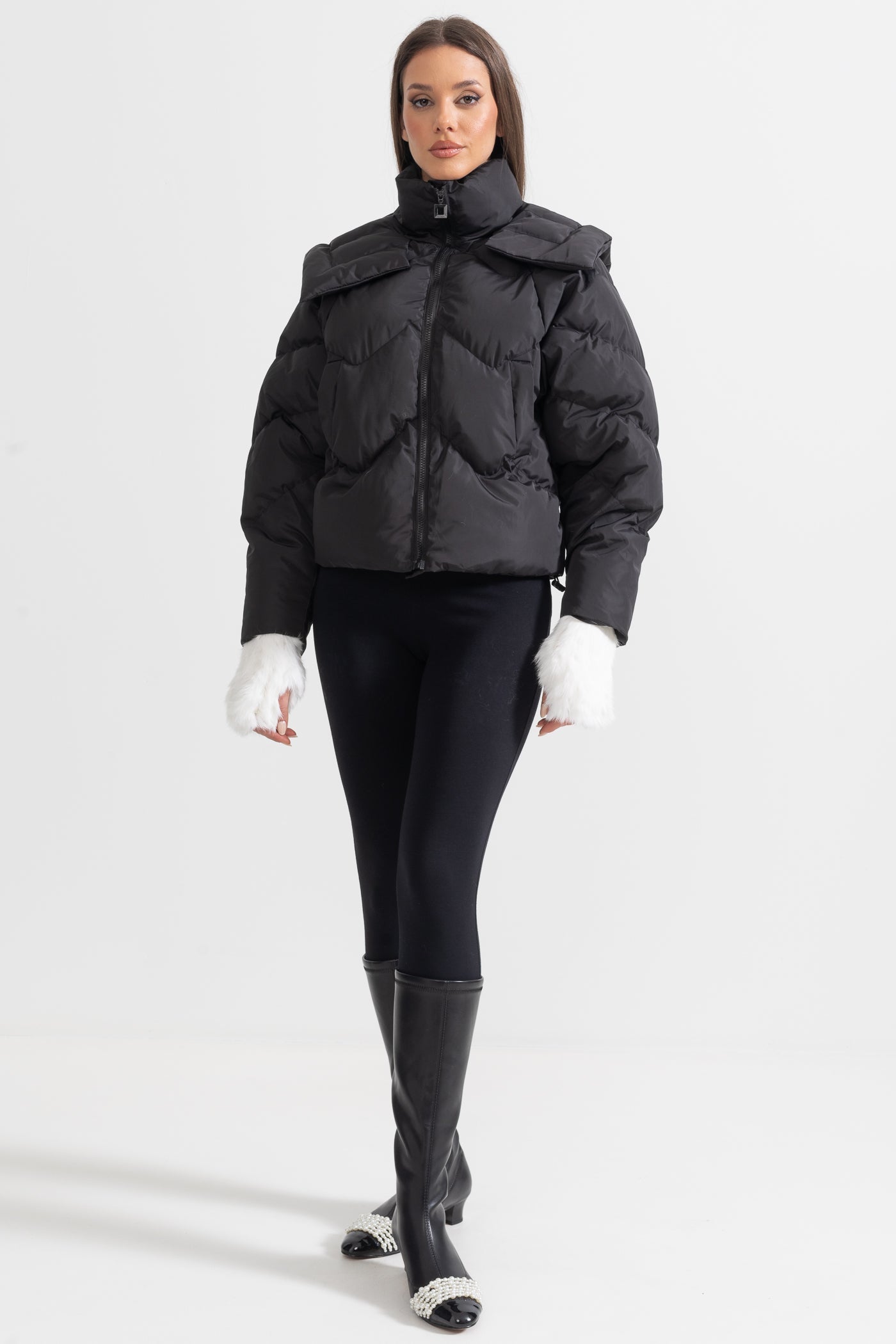 puffer siyah mont
