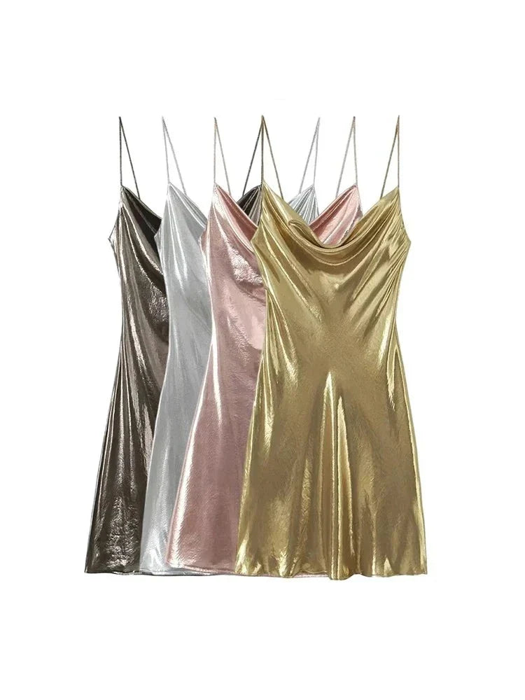 Martinez Metalik Mini Elbise
