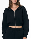 Fermuarlı Crop Hoodie