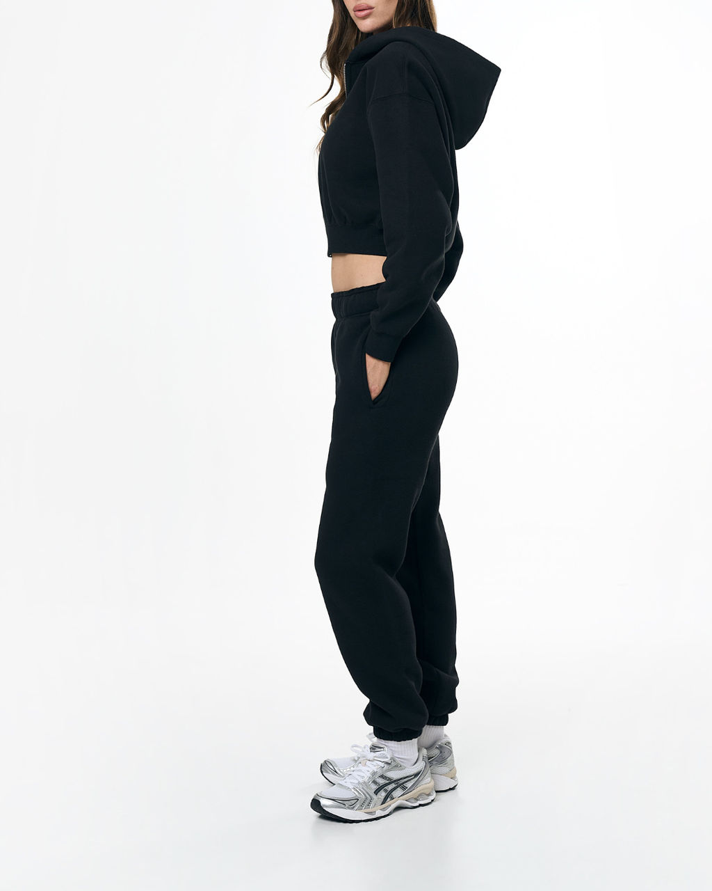 Fermuarlı Crop Hoodie
