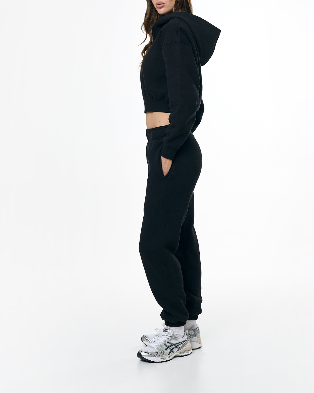 Fermuarlı Crop Hoodie