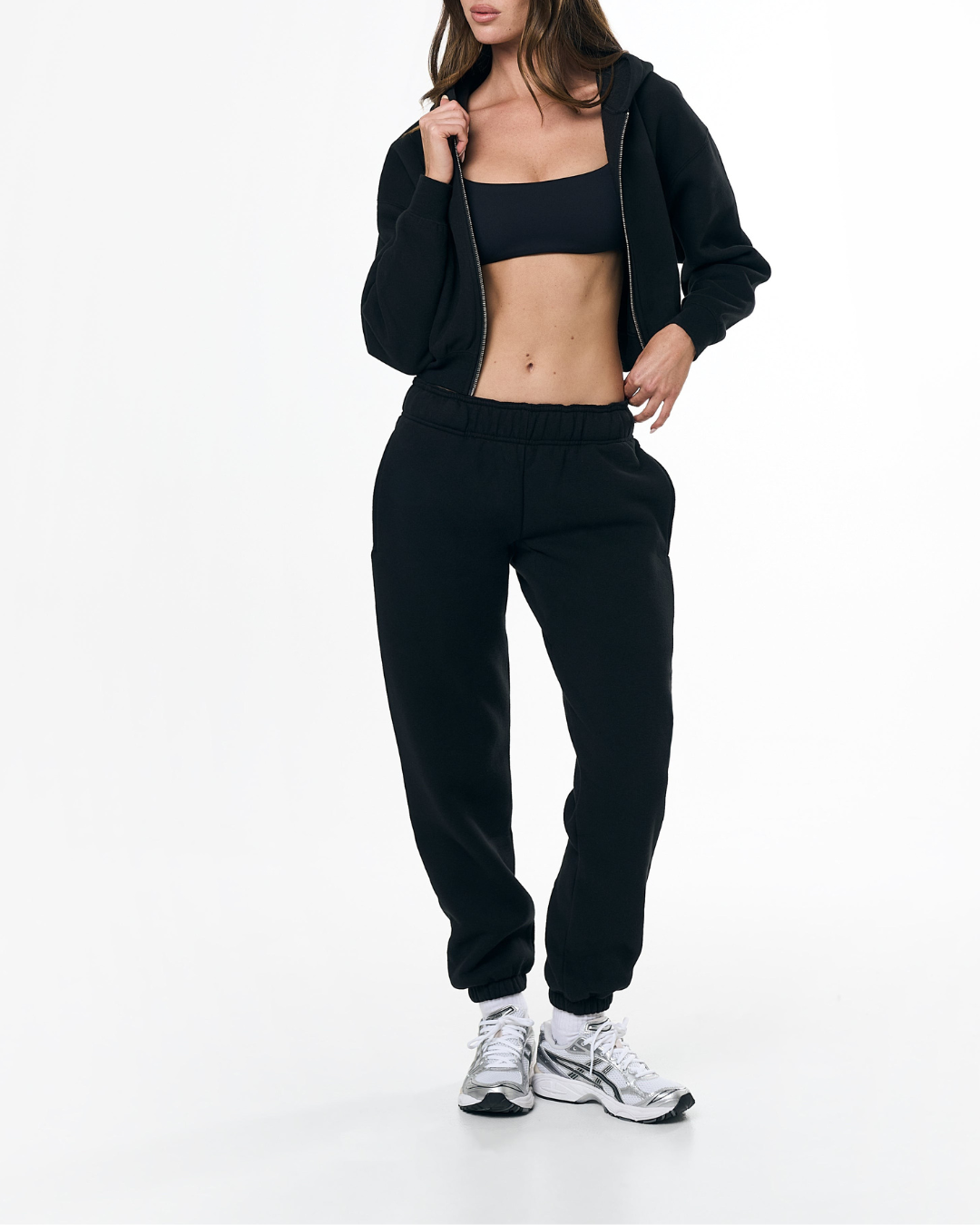 Fermuarlı Crop Hoodie