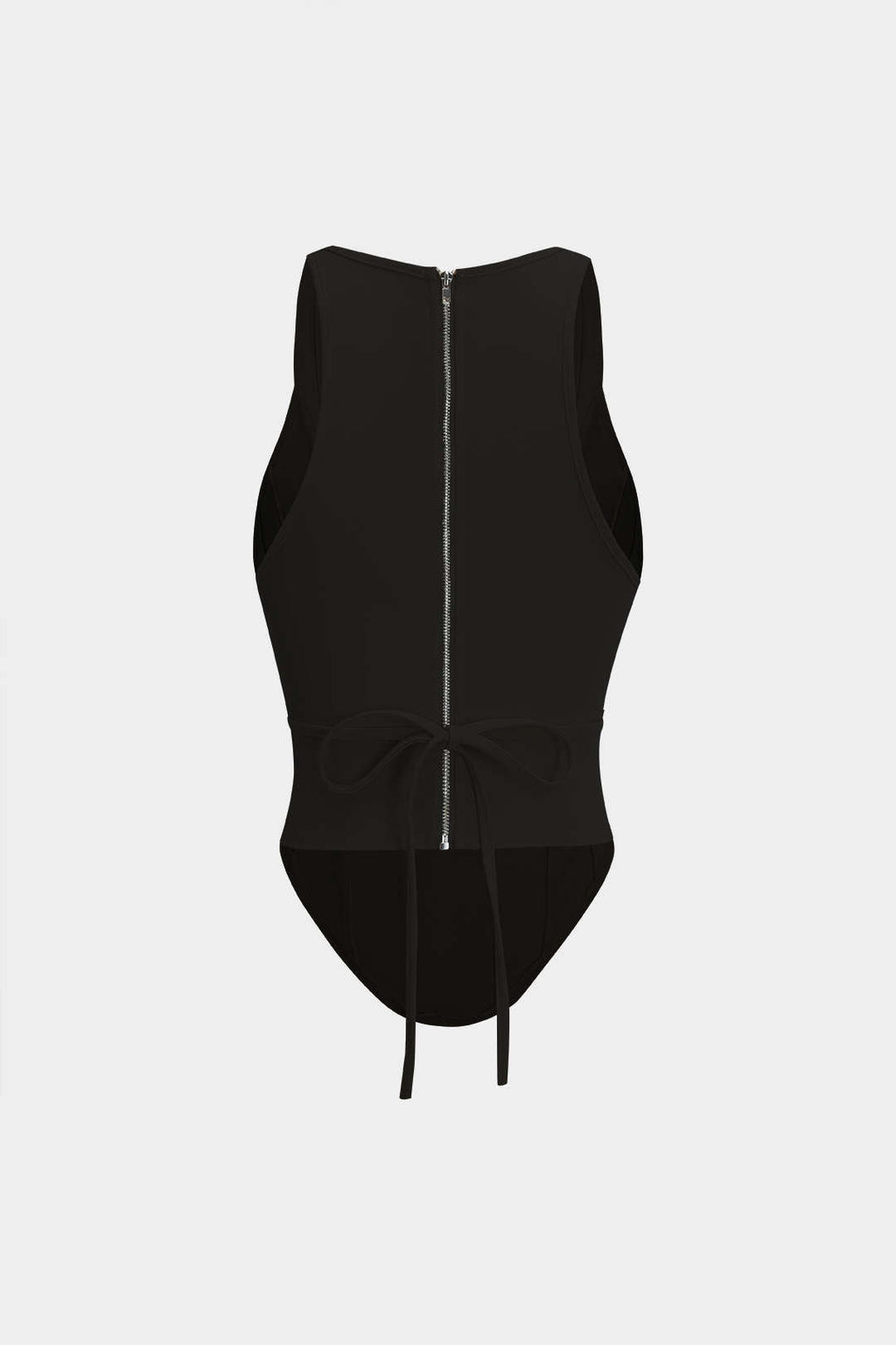 Fermuarlı Bağlamalı Korseli Bel Tank Top