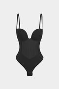 Ağ Detaylı Patchwork Korseli Bustiyer Askılı Bodysuit