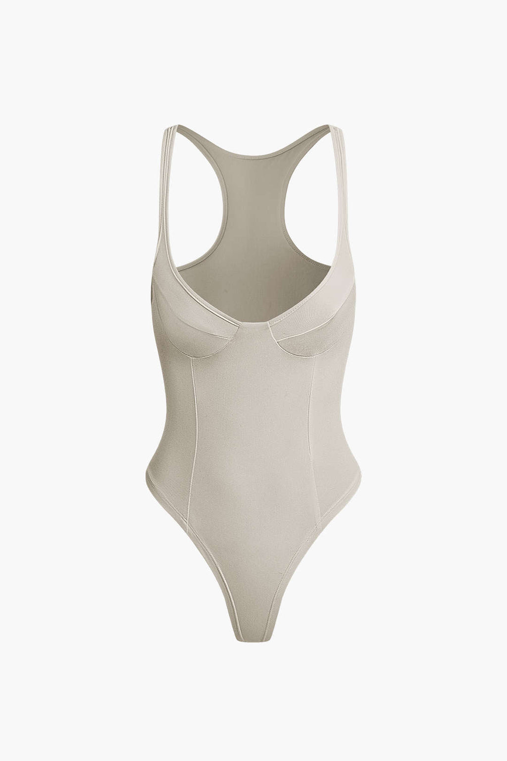 Düz Renk Derin V Yaka Bustiyer Bodysuit