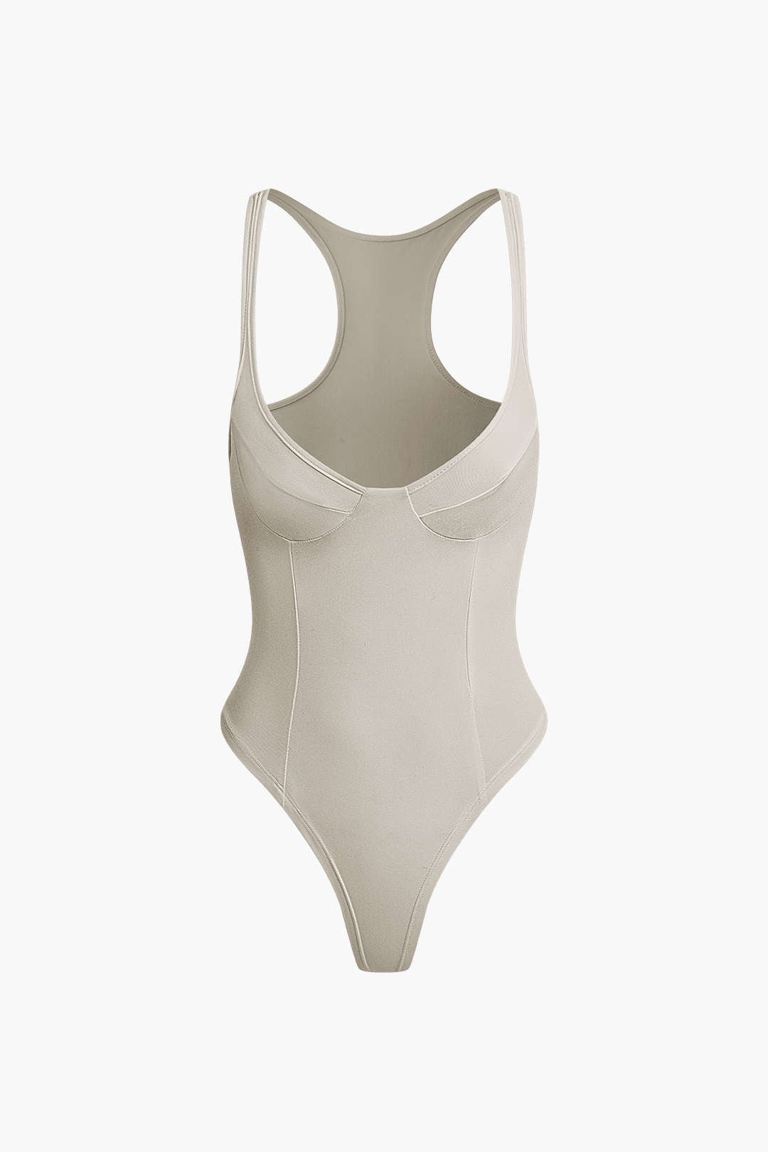 Düz Renk Derin V Yaka Bustiyer Bodysuit