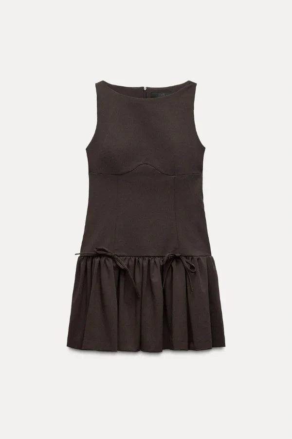 Florence Fiyonklu Fırfırlı Mini Elbise