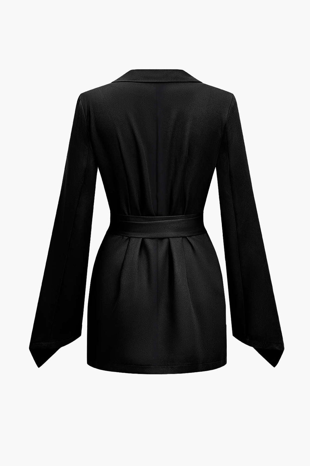 Basic Katı Çentikli Yaka Kuşaklı Blazer