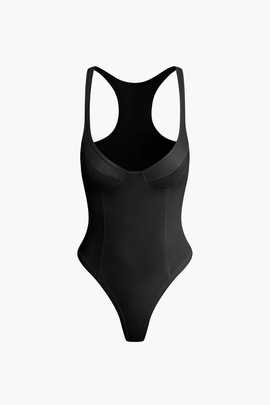 Düz Renk Derin V Yaka Bustiyer Bodysuit