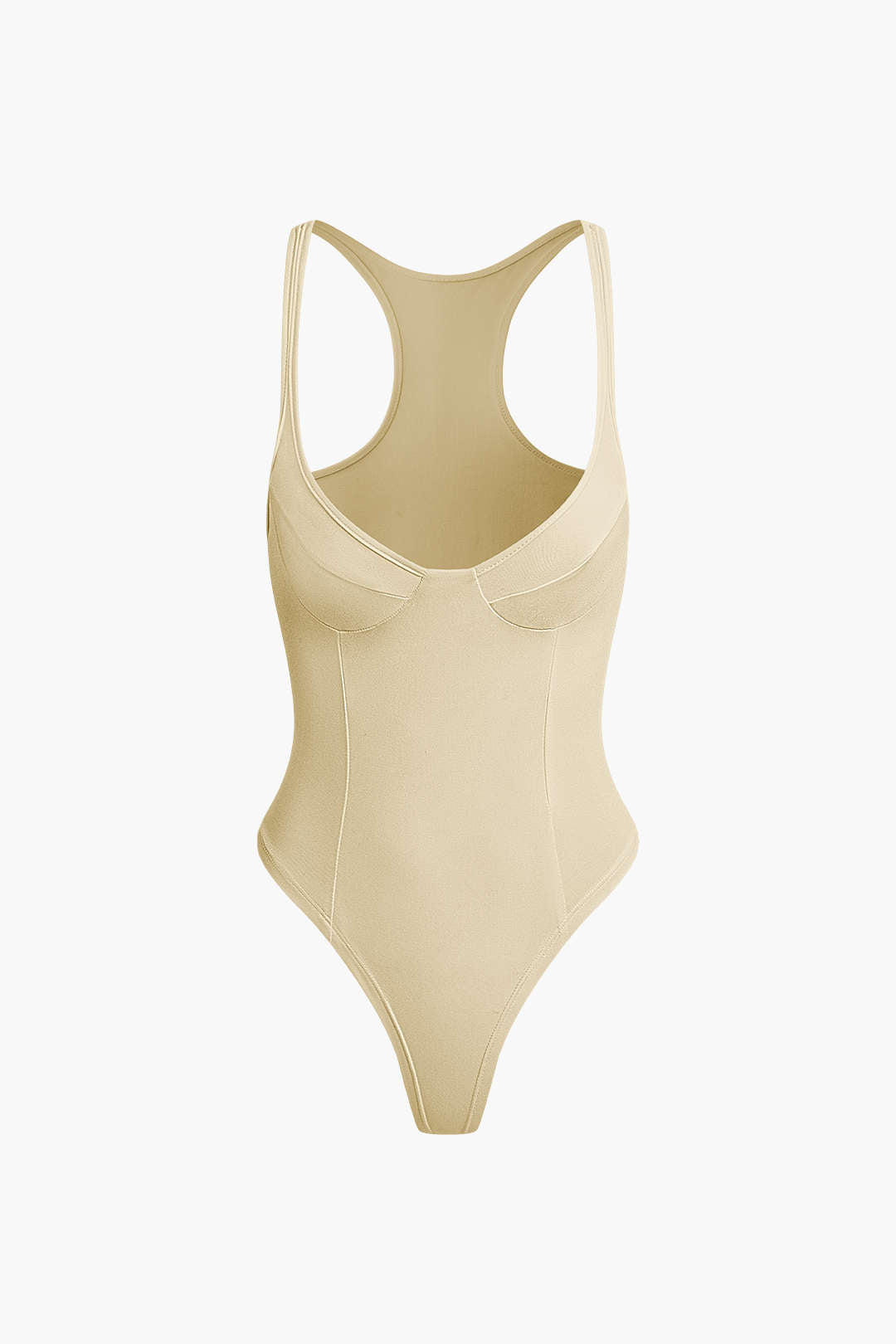Düz Renk Derin V Yaka Bustiyer Bodysuit