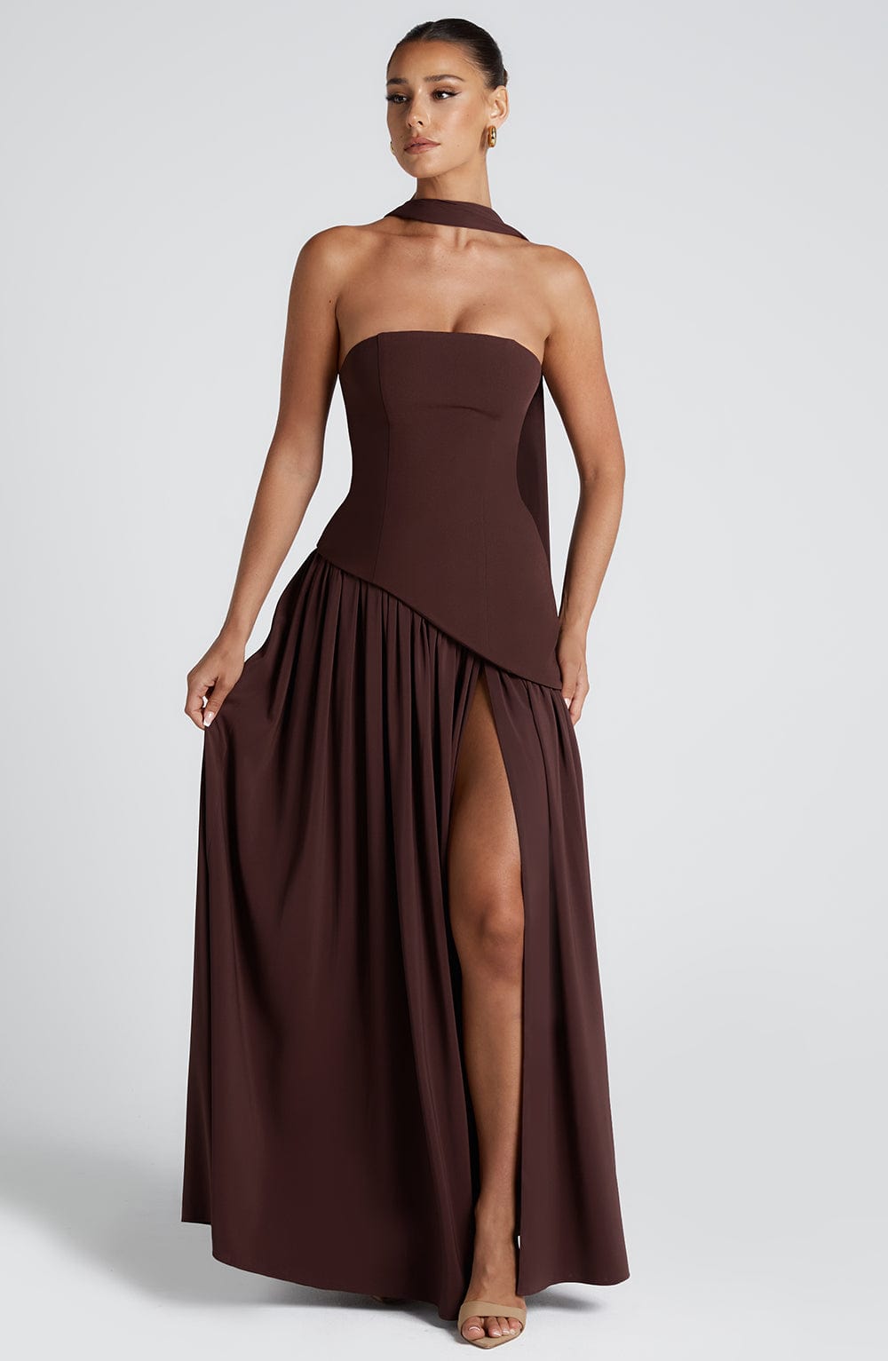 Maliyah Maxi Elbise - Kahverengi